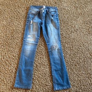 Womens Maurices 5/6 regular boot cut distressed  jeans
